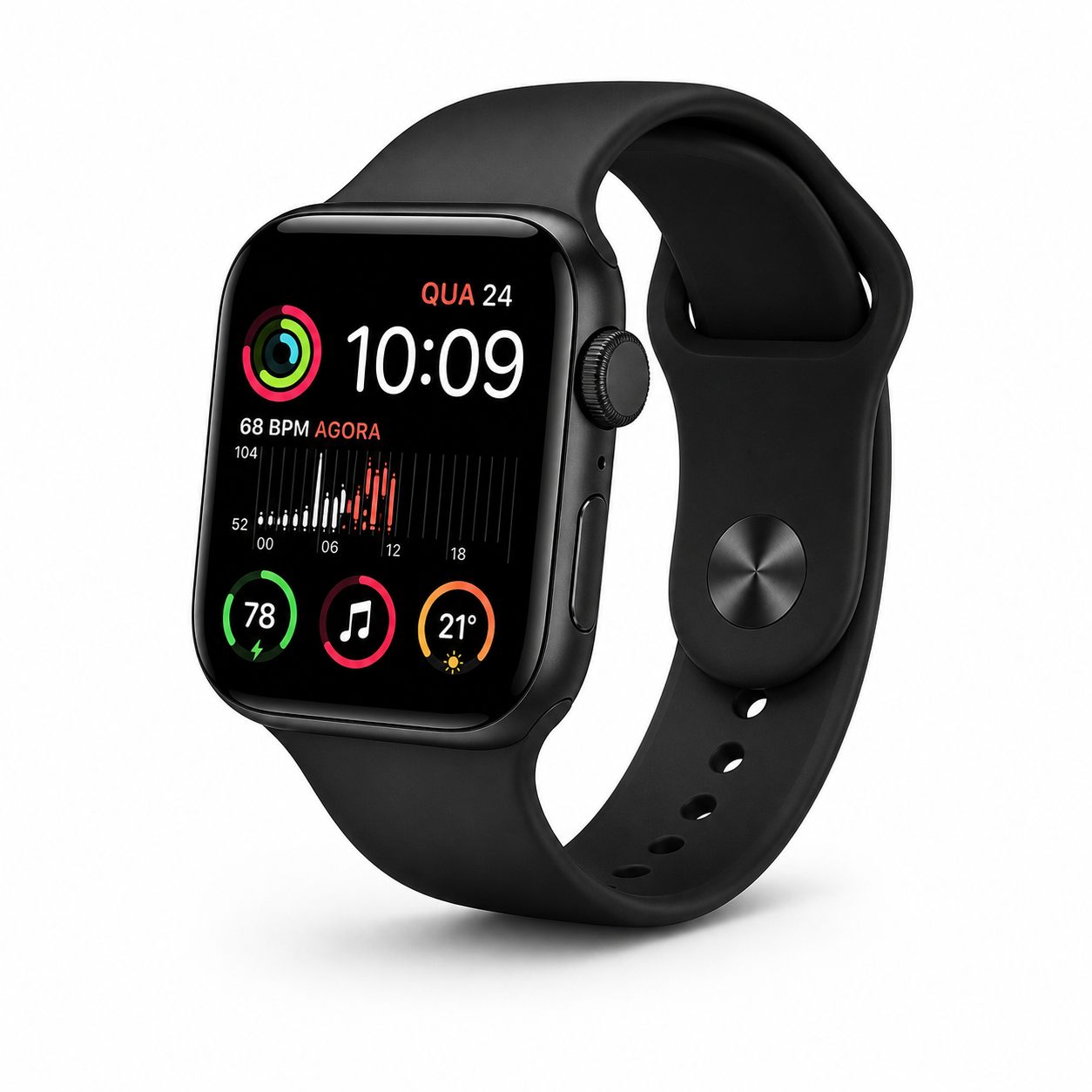 Smartwatch preto moderno com tela colorida