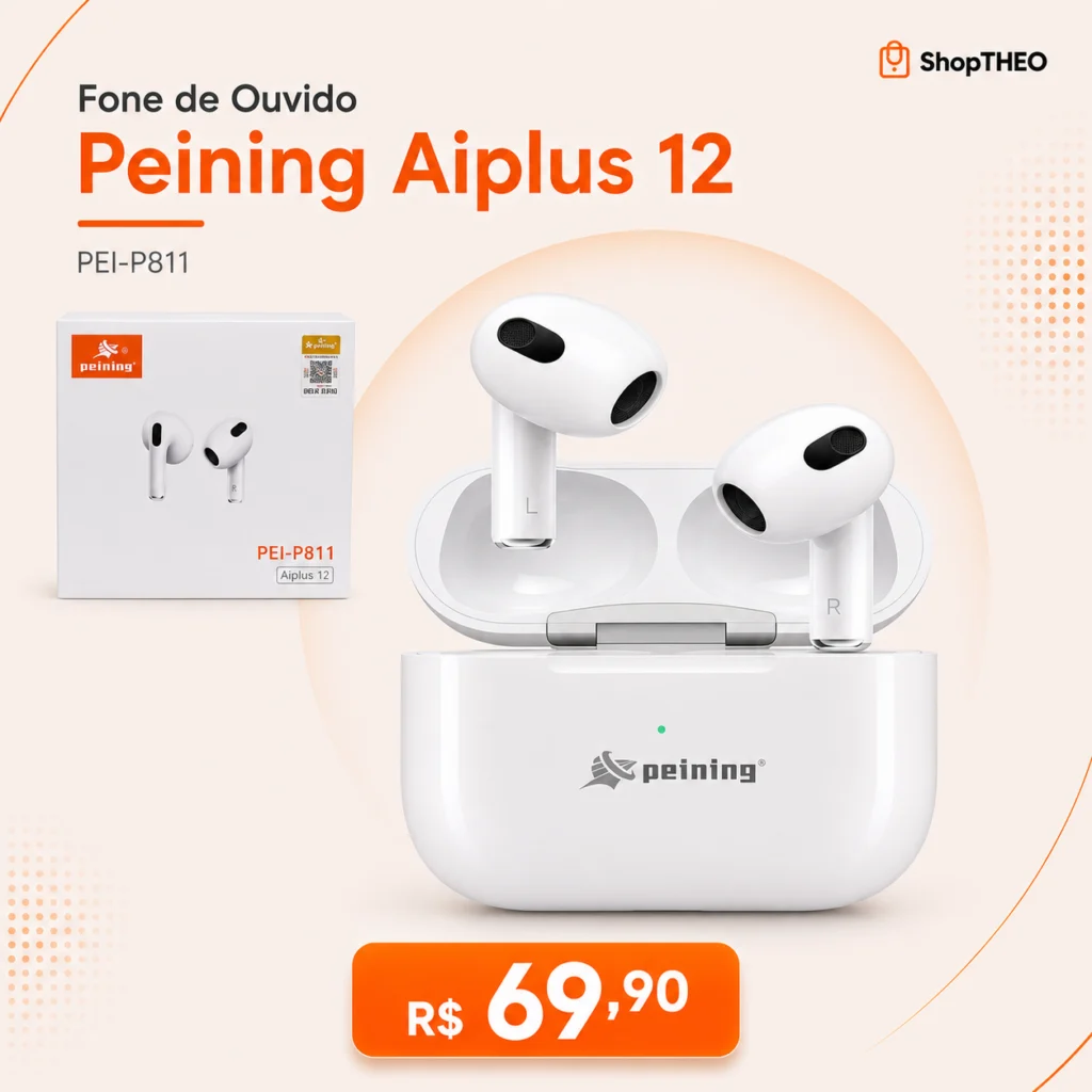 Fone de Ouvido Bluetooth Peining Aiplus 12 PEI-P811 com Microfone