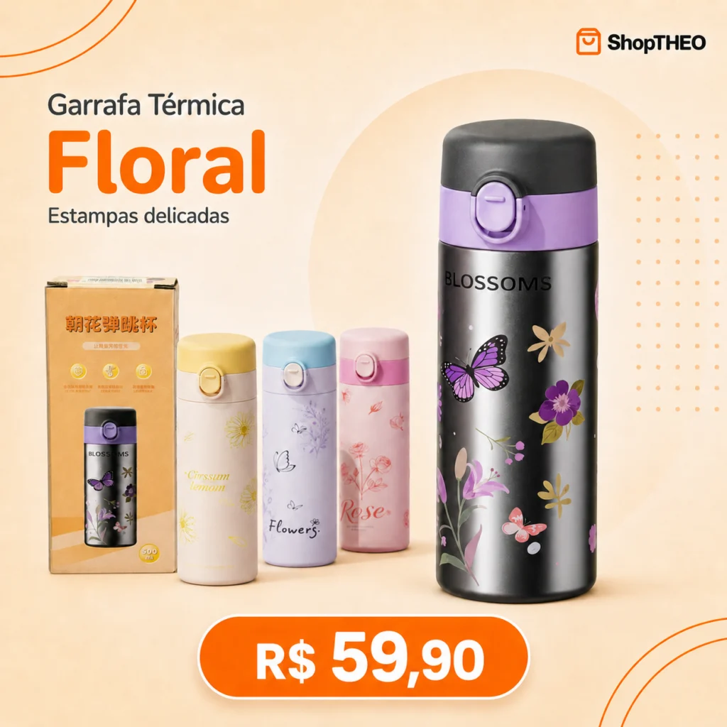 Garrafa Termica 200Ml Borboleta E Flor Bm-P2087