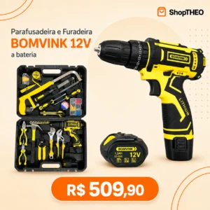 Kit Oficina Bomvink BOM-9908 com Parafusadeira 12V e Acessórios