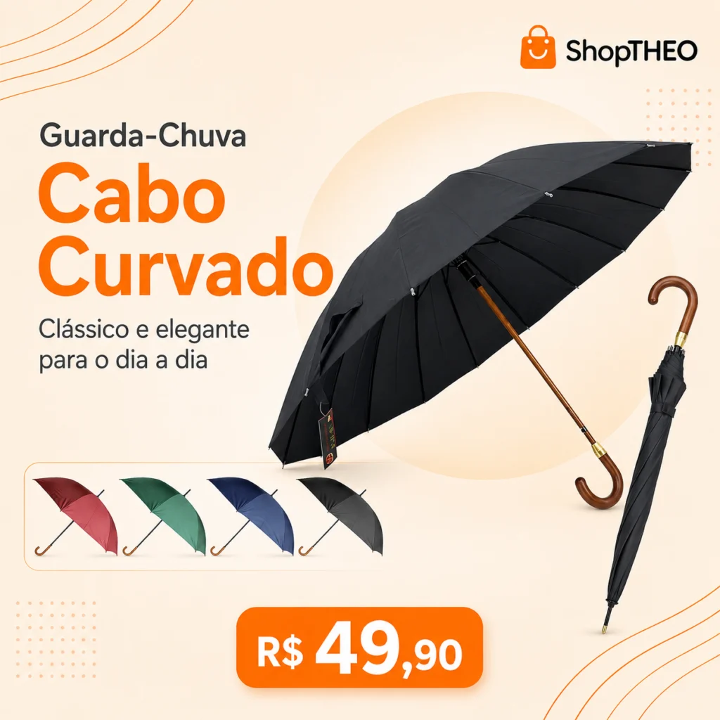 Is0017 Guarda Chuva Color Cabo Madeira 70Cm