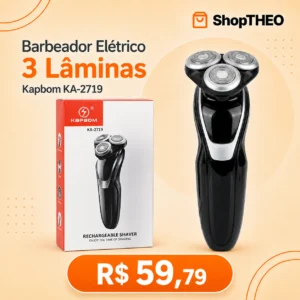 Barbeador Elétrico Kapbom KA-2719 Recarregável 3 Lâminas à Prova d’Água