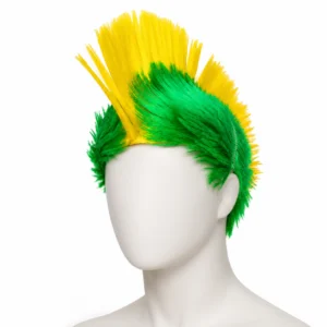 Peruca Brasil Moicano Arrepiado Verde e Amarelo