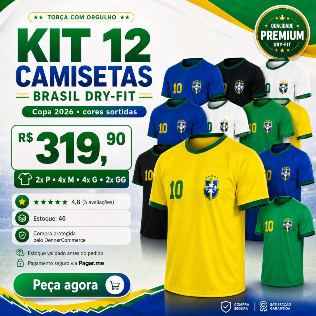 Kit 12 camisetas do Brasil Dryfit