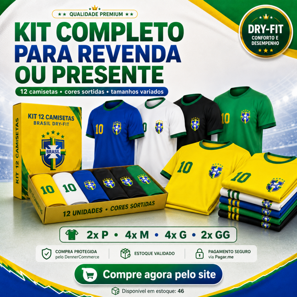 Kit 12 camisetas do Brasil Dryfit