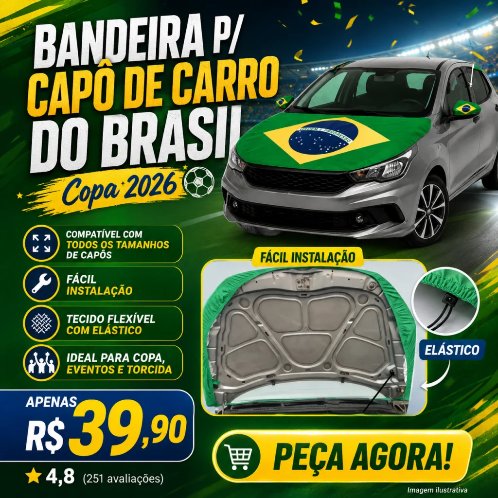 Bandeira do Brasil para Capô de Carro – Copa 2026