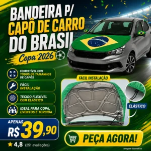 Bandeira do Brasil para Capô de Carro – Copa 2026