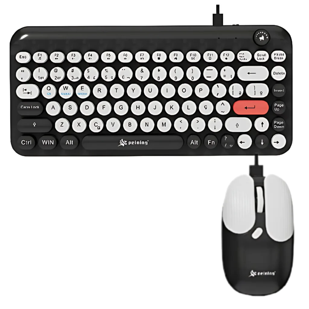 Kit Teclado e Mouse Sem Fio Peining PEI-MK02 2.4G + Bluetooth Recarregável