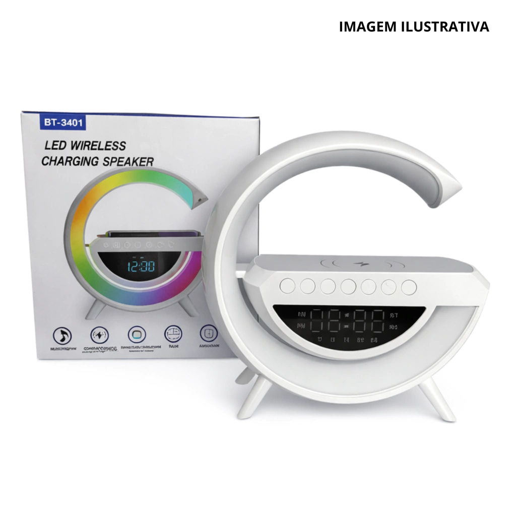 Caixa De Som G Com Relógio C/ Carregador Por Induçao Bt-3401