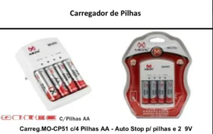 Carregador De Pilha Com 4 Und Aa Mo-Cp51