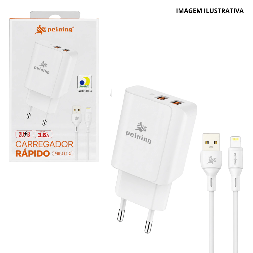 Carregador Rapido Ios 3.6 Peining Pei-214Ip