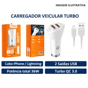 Carregador Veicular Ios Kd-302A