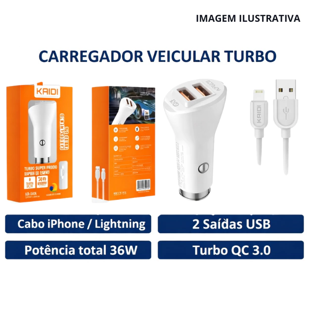 Carregador Veicular Ios Kd-302A