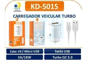 Carregador Veicular V8 Kd-501S