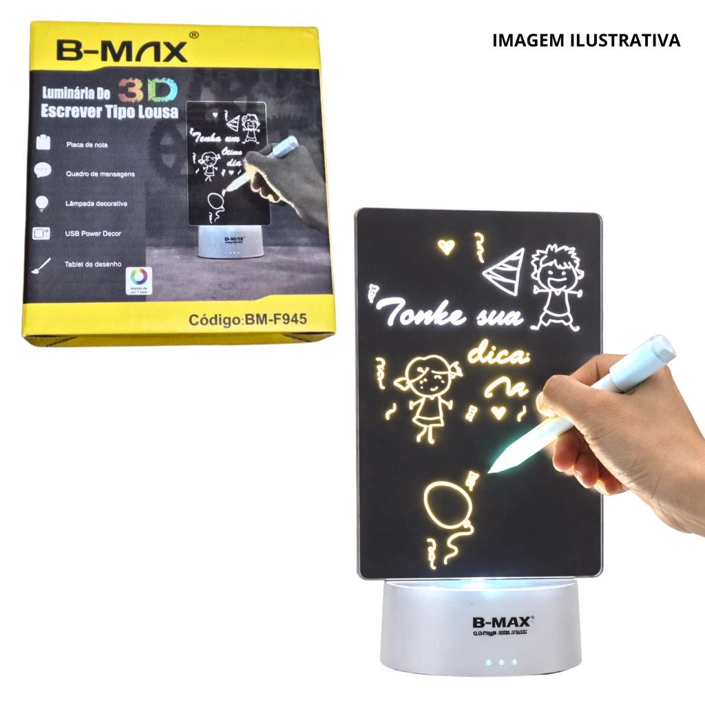 Luminária De Escrever Tipo Lousa 3D Bm-F945