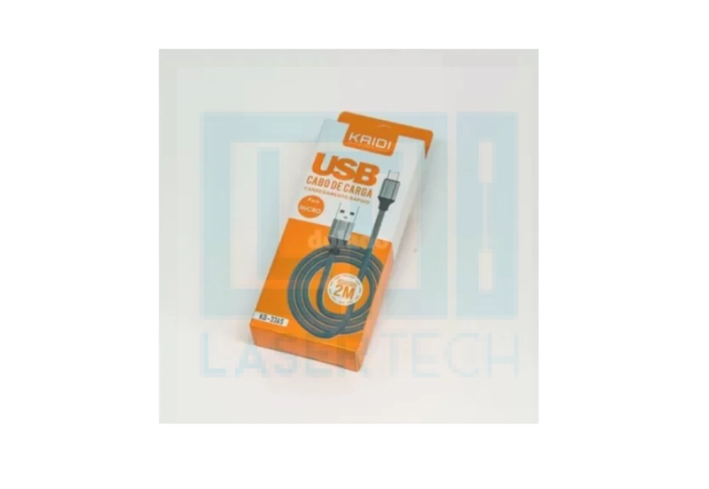 Cabo V8 Usb Rápido Fio Preto 2M Kd-336S/ Kd-336M Kaidi