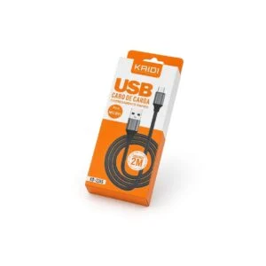Cabo V8 Usb Rápido Fio Preto 2M Kd-336S/ Kd-336M Kaidi