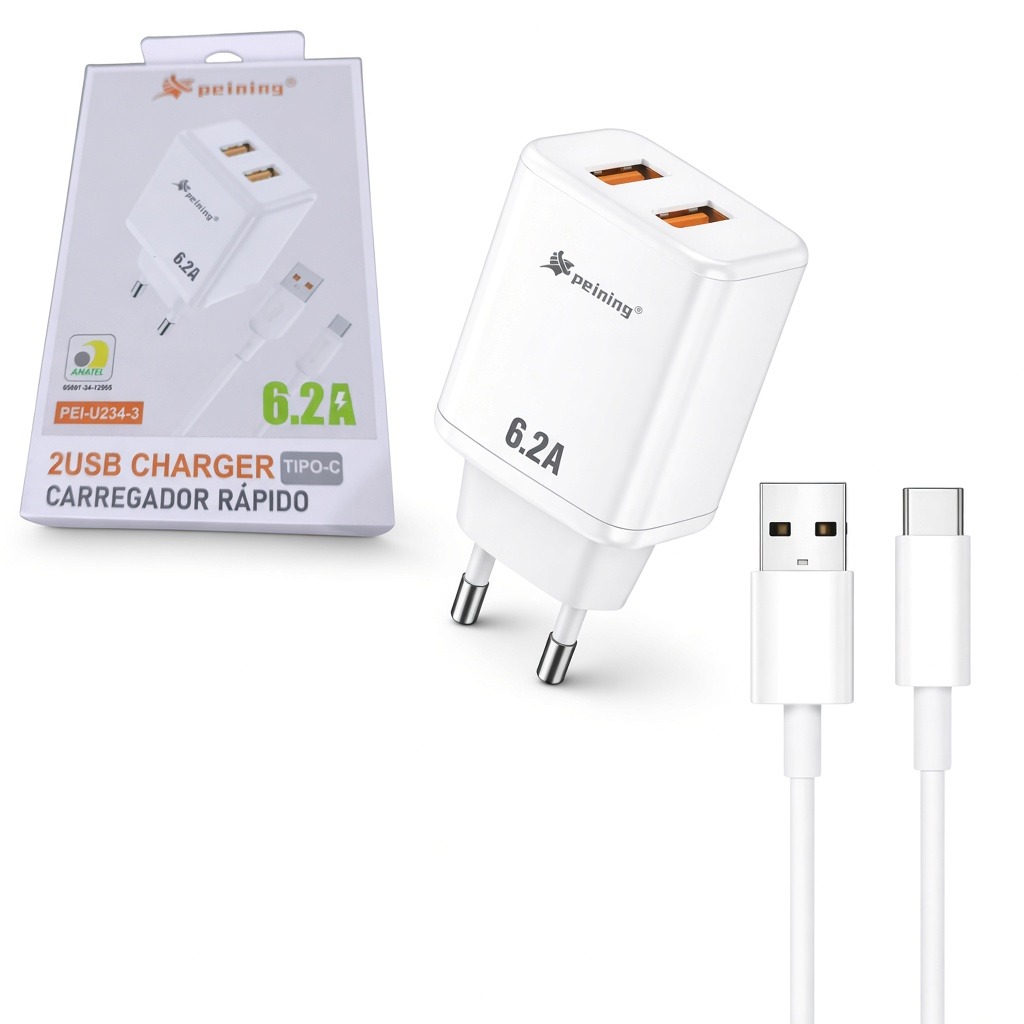 Carregador 2Usb 6.2A Tpc Pei-U234-3