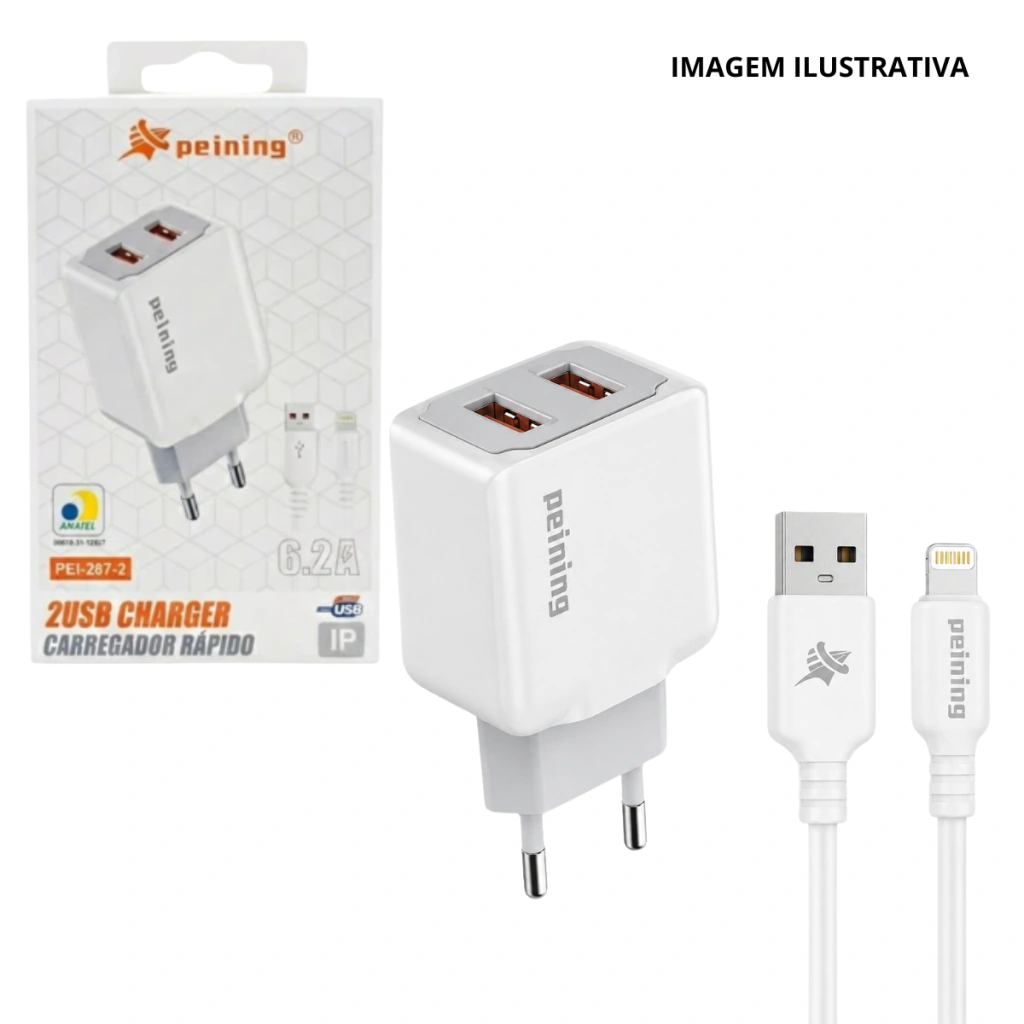 Carregador Ios Com Dual Usb Pei-287-2