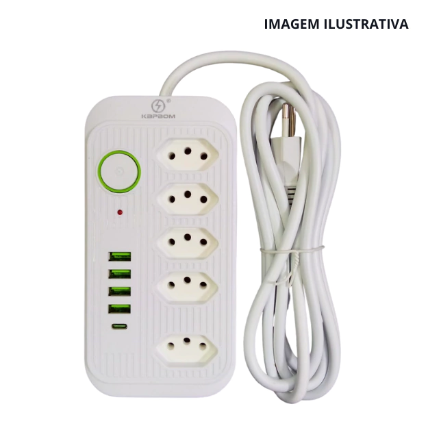 Filtro De Linha 3M C/ 5 Tomadas + 4 Usb Ka-7011