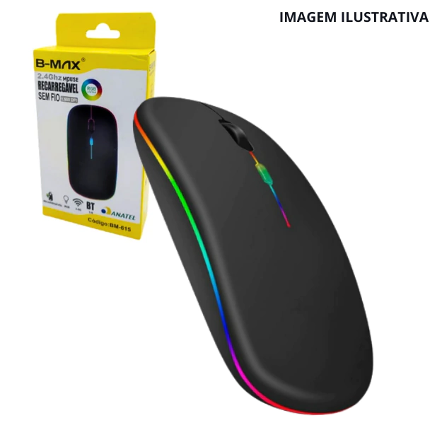 Mouse Recarregável Sem Fio Bm-615