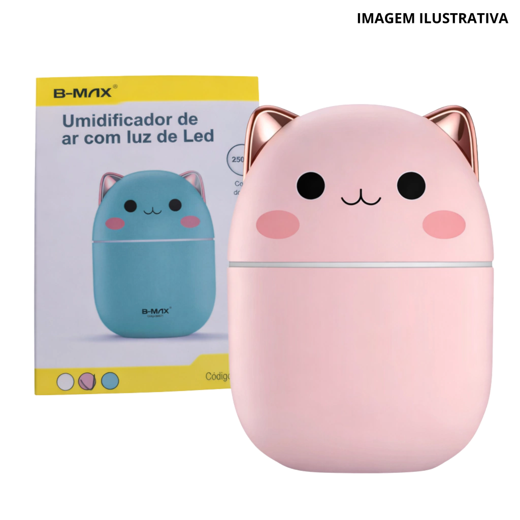 Umidificador De Ar Gatinho Com Luz De Led Bm-071