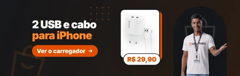 Carregador com 2 USB e cabo para iPhone por R$ 29,90