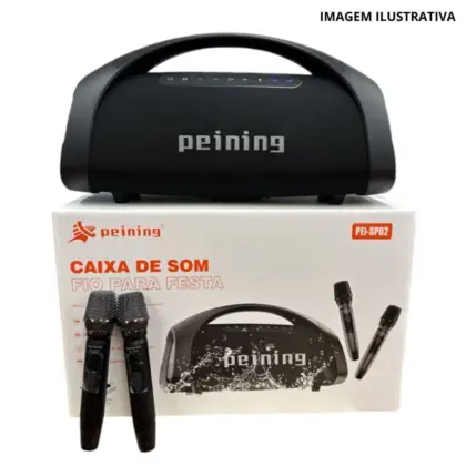 Caixa De Som 400W C/ 2 Microfones Pei-Sp02