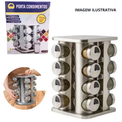 Kit Porta Temperos Inox C/ 12 Potes Bm-F1159 Lt23251