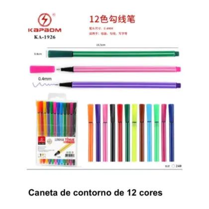 Kit 12 Canetinhas De Contorno Ponta Fina Ka-1926