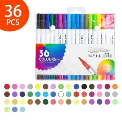Kit 36 Canetinhas Pintar E Contornar Ponta Dupla Scb-36 0001-36