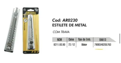 Estilete De Metal C/ Trava Ar0230 Startools
