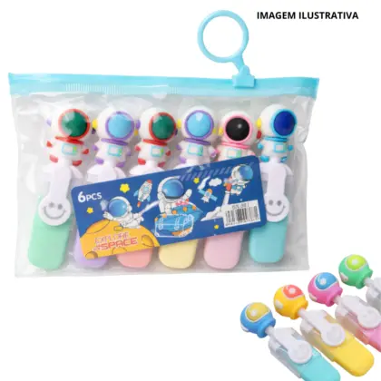 Kit 6 Canetinhas Marca Texto Astronauta Sx-387