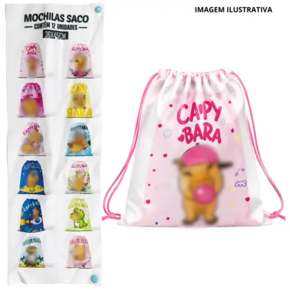 Kit C/ 12 Mochilas Saco Capybara