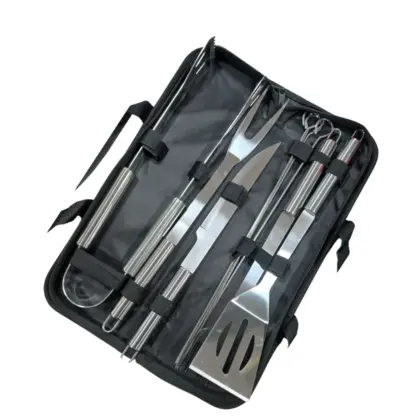 Bm-F1026 Kit Para Churrasco Inox Profissional 9 Peças