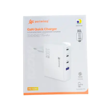 Pei-G341 Carregador Gan 100W 1 Usb + 3 Tpc