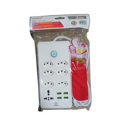 Filtro De Linha 3M C/ 6 Tomadas + 4 Usb + 1 Europeu Ka-7017