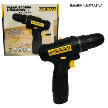 Parafusadeira E Furadeira Bateria 12V Bivolt Ar0739