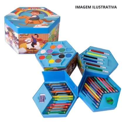 Kit Arte Infantil Rosa/Azul 46 Pçs Xc-Kit-46