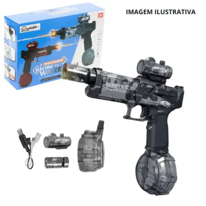 Pistola De Agua Eletrica Preto/Azul Brq-Pag-18