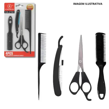 KIT DE CABELO C/ TESOURA/PENTE/NAVALHA KA-2192