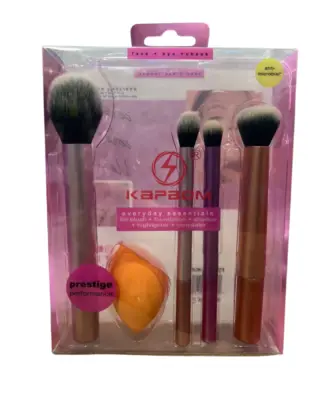 Kit 4 Pinceis C/ 1 Esponja Maquiagem Ka-5669