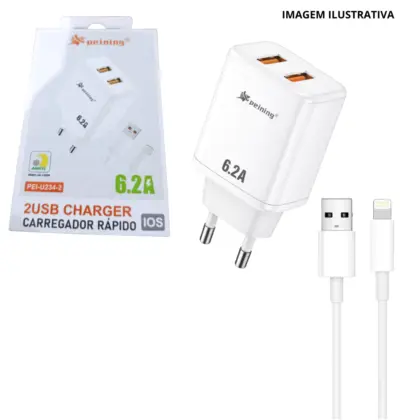 Carregador 2Usb 6.2A Ip Pei-U234-2