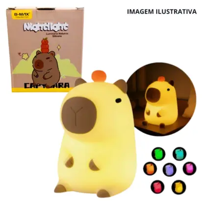 Luminária Night Light Capivara BM-F1429 de Silicone com Toque e Timer