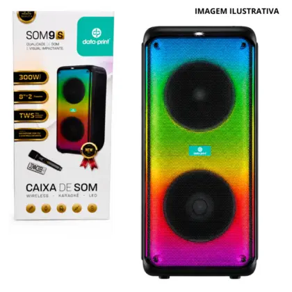 Som9S Caixa De Som Torre C/Led E Microfone 300W Data Print
