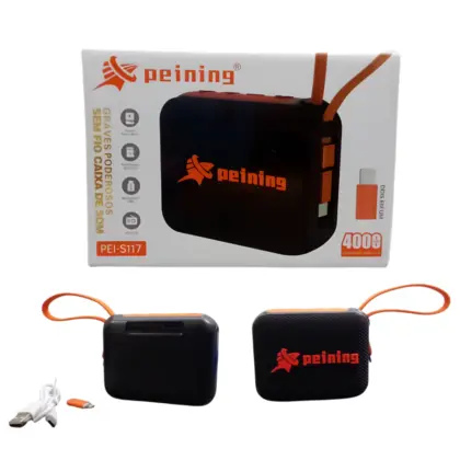 Carregador Portatil 4.000Mah C/ Cx De Som Pei-S117