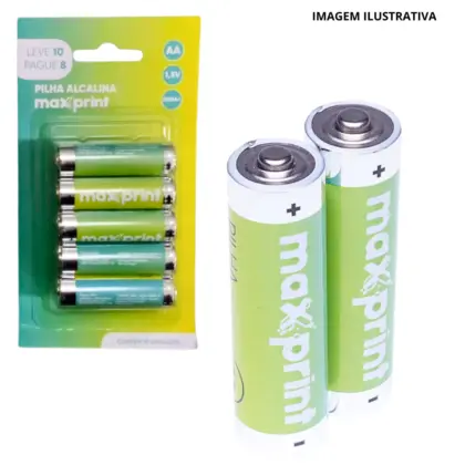Pilha Alcalina Aa 1.5V C/10 Pilhas Maxprint 75000034