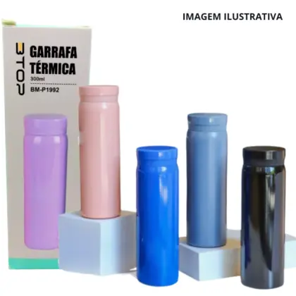 Garrafa Termica 300Ml Colorida Lisa Bm-P1992
