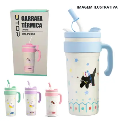 Garrafa Termica 700Ml C/Alça E Canudo Btop Bm-P2060