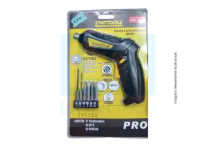 Mini Parafusadeira Recarregável Startools AR0605 3.6V 250RPM com LED e Acessórios
